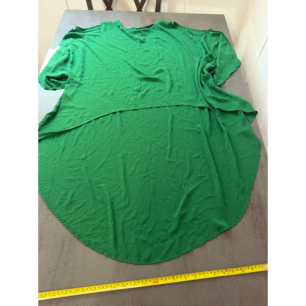 Shein Curve Green High Low Blouse Short Sleeve Plus Size 2XL JIT5870910
